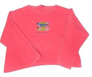 iCanToo Vintage 90s Sunset Beach Long Sleeve T-Shirt Pink Size L Beach Chairs Gr